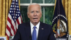 President Joe Biden addresses the US from the Oval Office of the White House on Wednesday.