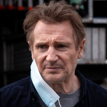 Liam Neeson on the set of Blacklight, the $42 million action thriller being filmed in Melbourne.