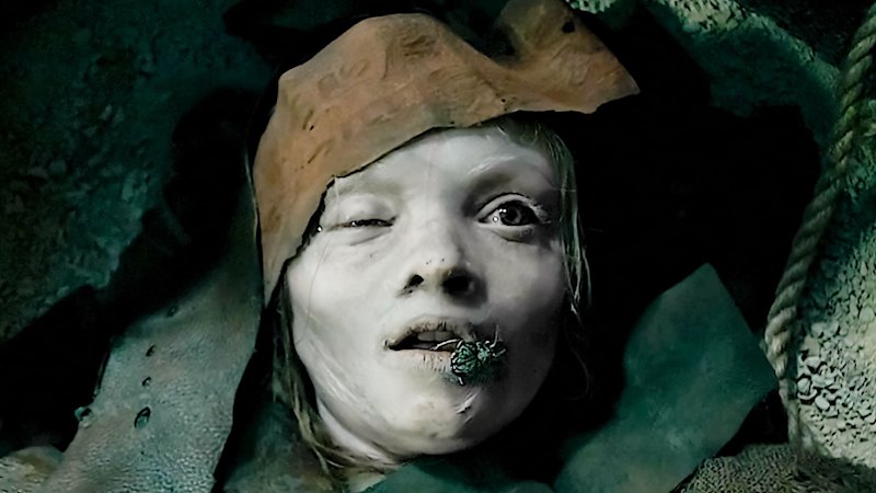 A bandaged teenage girl drives the horror home