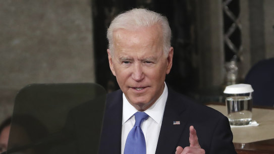 US President Joe Biden speaks to a joint session of Congress Wednesday.