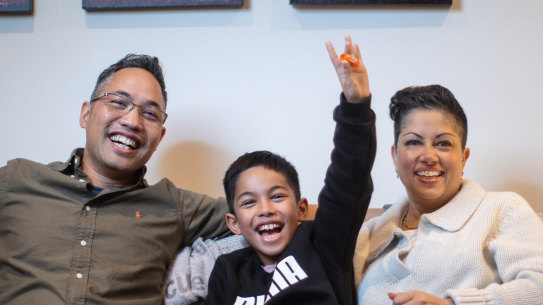 Jesse and Indra Walia de Leon with their son AJ.