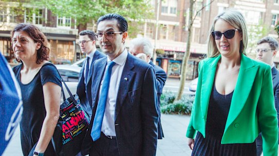 Dr Munjed Al Muderis, and his barrister Sue Chrysanthou, SC, left, and partner Claudia Roberts.
