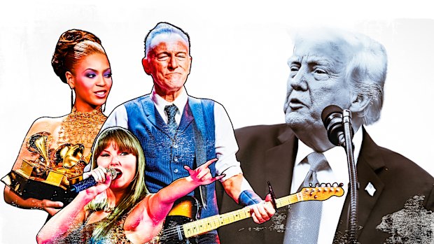 US President Donald Trump has raged at mega-star singers Beyonce, Bruce Springsteen and Taylor Swift for endorsing Kamala Harris.
