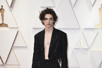 Timothee Chalamet also worked the bare chest last month on the Oscars red carpet.