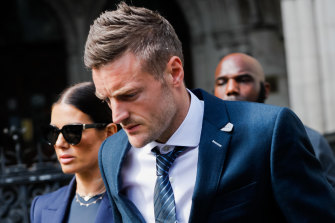Rebekah Vardy and Jamie Vardy leave the Royal Courts of Justice, Strand on May 17, 2022 in London, England.