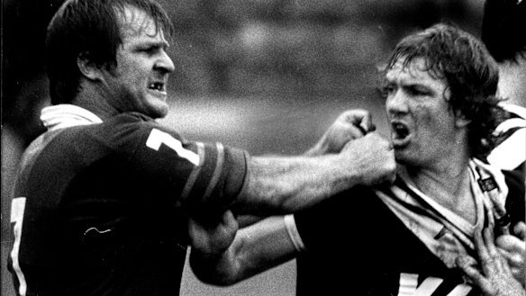 Tom Raudonikis shows the Newtown fighting spirit against Wests in 1981.