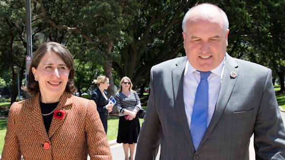 NSW Premier Gladys Berejiklian and Veterans Affair Minister David Elliott on Thursday.