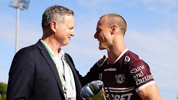 Manly co-owner Scott Penn with Sea Eagles skipper Daly Cherry-Evans in 2023.