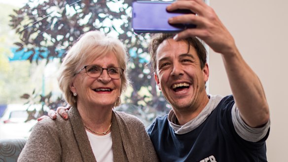 Johnson with Lynette Peacock, whose husband John is being treated at Greenslopes.