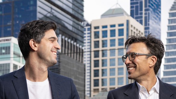 Winners are grinners: Afterpay founders Nick Molnar and Anthony Eisen.
