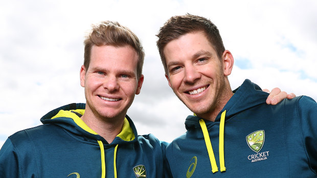 Back to the future?: Former Australian captain Steve Smith with his successor, Tim Paine.
