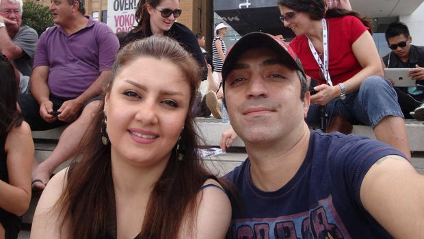 Nasrin Abek with her husband and killer Amir Darbanou. 