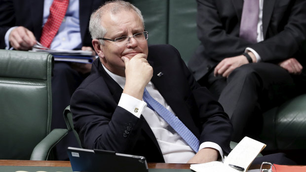Scott Morrison during his first Question Time as Prime Minister.