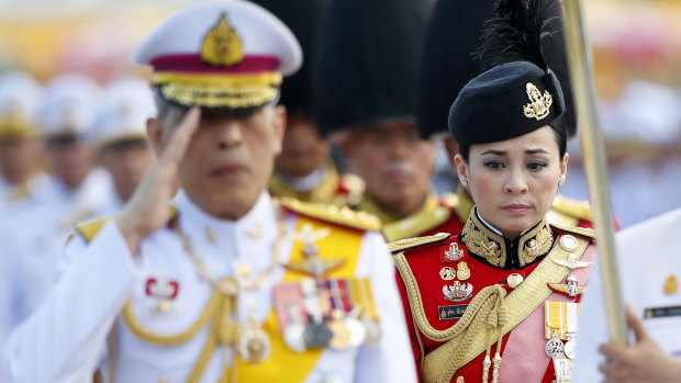 Suthida Tidjai on duty as commander of the King's bodyguards in Bangkok earlier this month. 