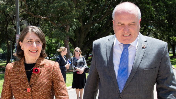 NSW Premier Gladys Berejiklian and Veterans Affair Minister David Elliott on Thursday.