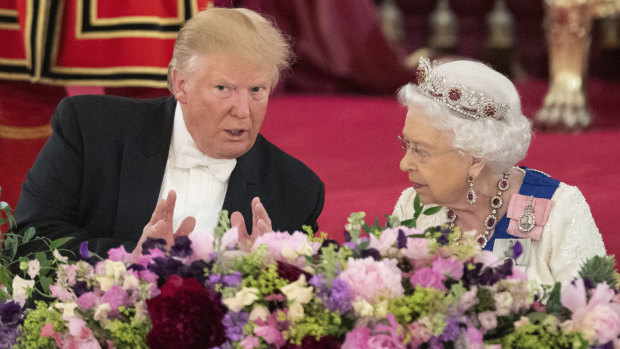 President Donald Trump met the Queen during a contentious UK visit.