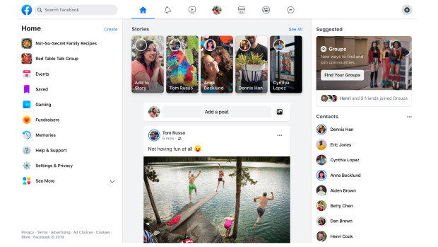 Facebook's new desktop design takes the focus off public News Feed posts.