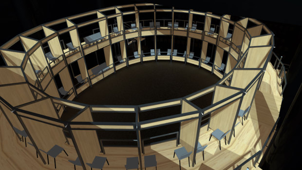 A model for the Wilma Theatre's new seating design.