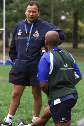 Eddie Jones and George Gregan in the early days with the Brumbies.