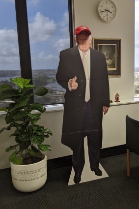 A life-size cut-out of former US President Donald Trump that deputy president Gerard Boyce installed in his office.