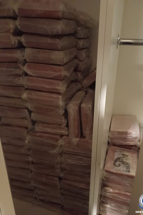 Just some of the cocaine blocks hidden in the unit. 