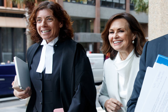 Lisa Wilkinson (right) and her barrister Sue Chrysanthou, SC, outside the Federal Court in Sydney on Wednesday.