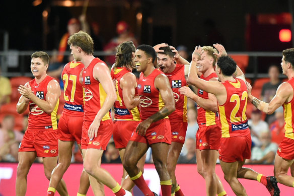 Oleg Markov celebrates his goal.