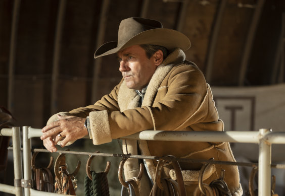 Jon Hamm is Roy Tillman: rancher, sheriff and defender of the American gospel.