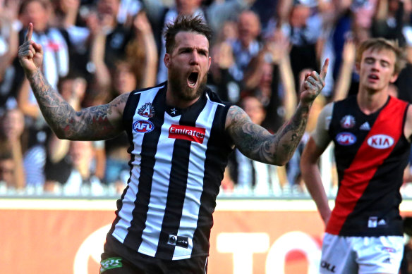 Collingwood's Dane Swan put on a clinic on Anzac Day, 2014.
