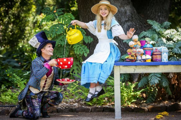 A scene from Alice in Wonderland, which is playing at Sydney’s Royal Botanic Garden this April.