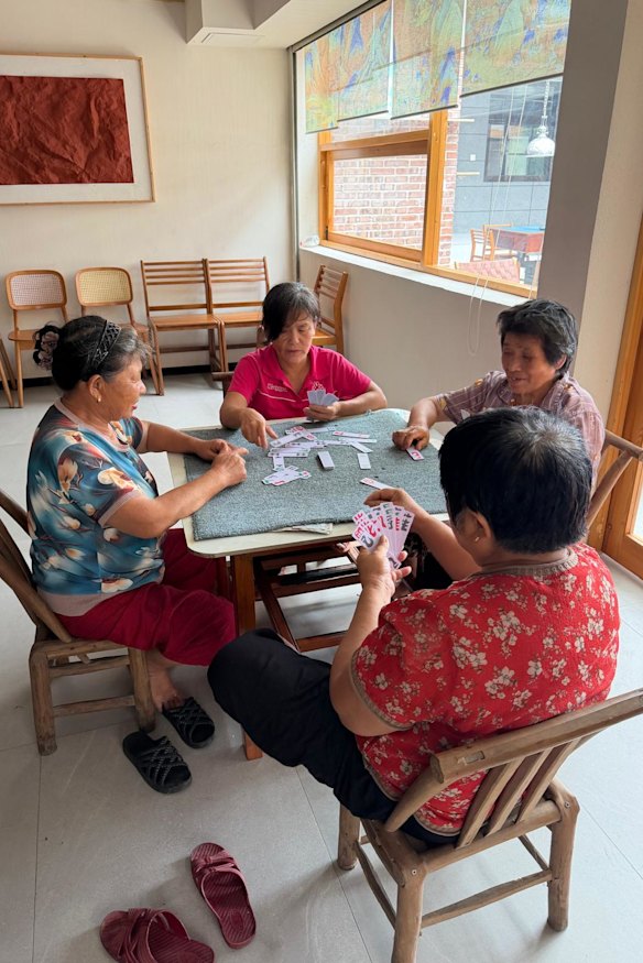 Neighbors stop by in the evenings for the daily ritual of gossip and card playing.