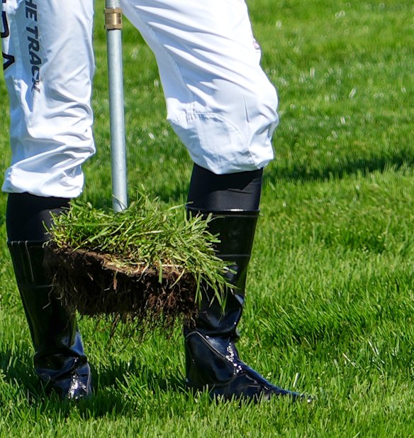 A clod of dirt lifted from the Caulfield track before race one.