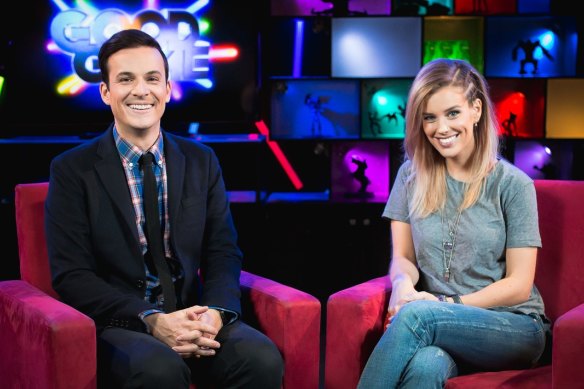 Steven 'Bajo' O'Donnell and Stephanie 'Hex' Bendixsen, former co-presenters of the ABC2 show Good Game.