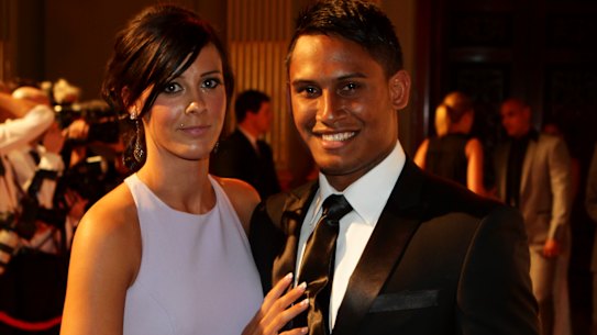 Alleged assault: Ben Barba with partner Ainslie Currie at the 2012 Dally M awards.