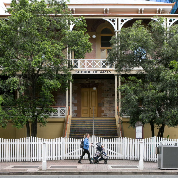 The 1860s-era Brisbane School of Arts building is being restored by Brisbane City Council, overseen by councillor Peter Matic.