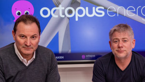 Origin Energy CEO Frank Calabria and Octopus Energy CEO Greg Jackson at Octopus’s London HQ.