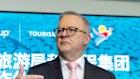 Anthony Albanese during a press conference in Shanghai on Sunday. 