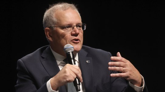 Prime Minister Scott Morrison speaks at the Victorian Chamber of Commerce and Industry breakfast.