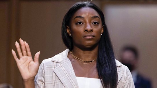 US Olympic gymnast Simone Biles testifies before Congress.
