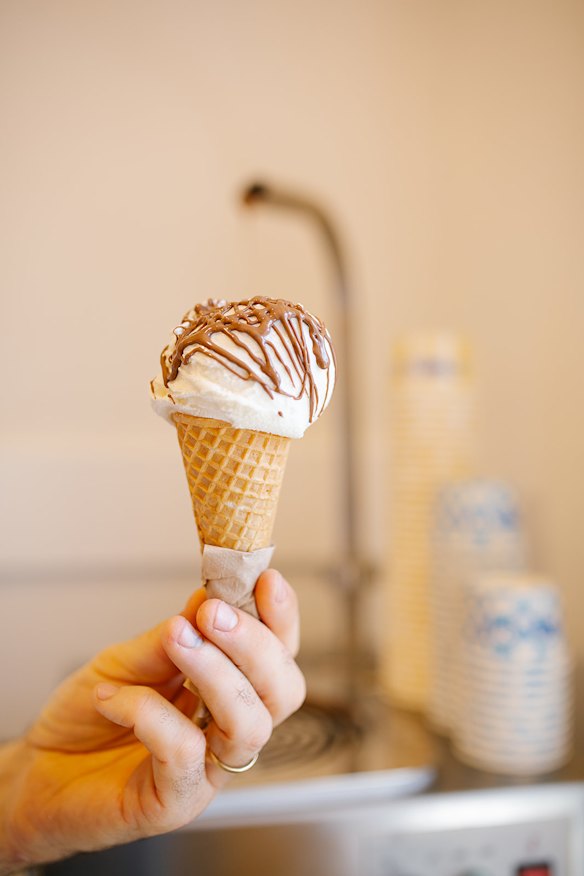 Belgian chocolate topping. 