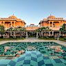 It looks like a 17th-century Mughal pleasure pavilion, yet the hotel is barely a decade old.
