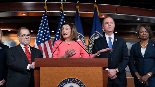 Speaker of the House Nancy Pelosi, speaks during a news conference.