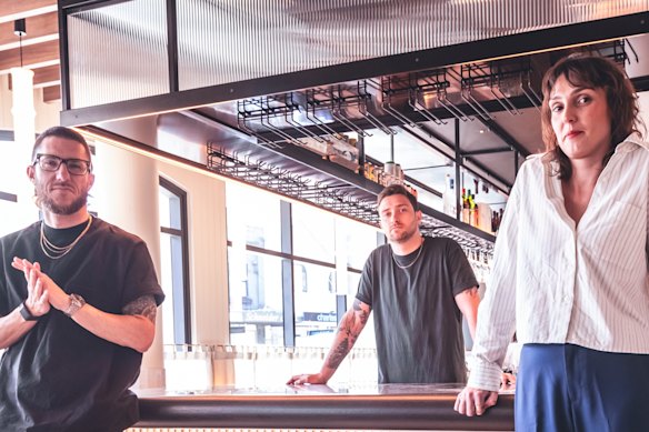 Left to right: culinary director Mitch Orr, culinary director; venue manager Lillia McCabe, head chef Luke Davenport.