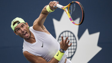 Rafael Nadal in practice during the National Bank Open in Toronto recently.