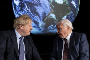 British Prime Minister Boris Johnson with Sir David Attenborough.