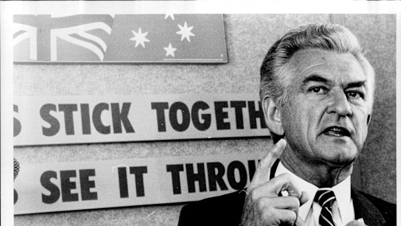 Bob Hawke in the 1987 election campaign, when he pledged no child would live in poverty by 1990.