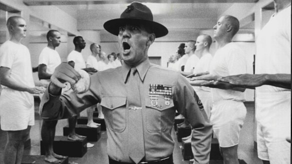 Lee Ermey as Gunnery Sgt. Hartman in Full Metal Jacket.