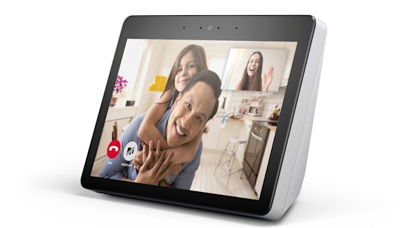 Amazon's Echo Show is bigger than Google's Home Hub, and features a camera for video calls.