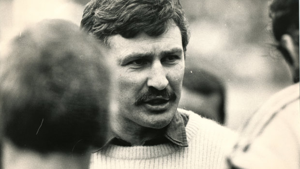 Mick Malthouse coaching Footscray in 1985.