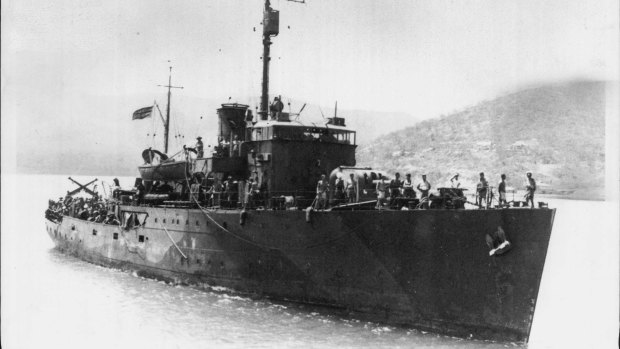 HMAS Armidale, which was sunk by Japanese bombers off the coast of Timor on December 1, 1942. 